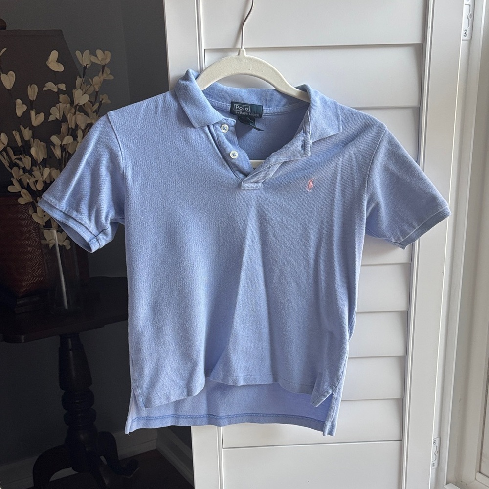 Ralph Lauren Light Blue Polo with Pink Pony Embroidery